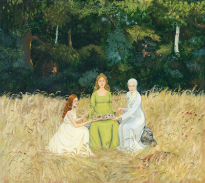 Maiden Mother Crone, Goddess Art, Three generations of women art, three generations of women painting, pregnant woman, pregnant woman art