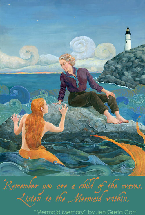Maine Mermaid, woman and mermaid, sister mermaid, mermaid soul, magical maine, mermaid on Maine Coast, Feminist mermaid painting, listen to your inner mermaid, flash your fins, Remember you are a child of the waves, listen to the mermaid within