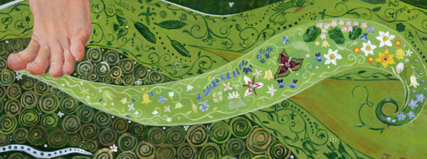 Flower pattern detail from Jen Greta Cart painting, "Lady of Spring"