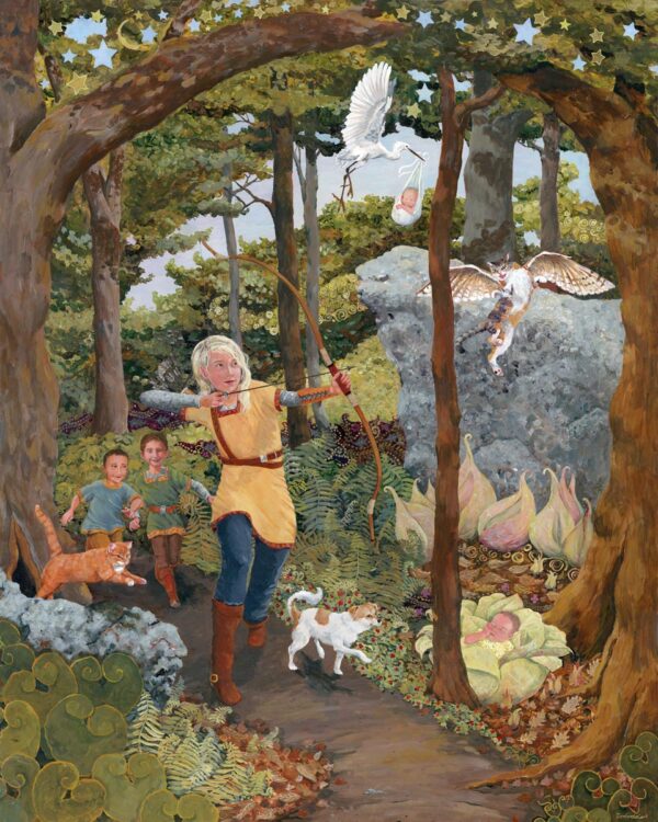 Elven Archer Girl painting by Jen Greta Cart