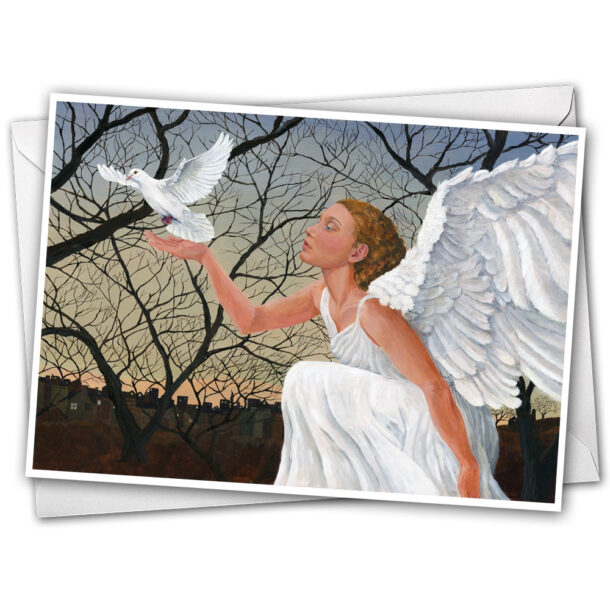 Peace Angel Greeting Card by Jen Greta Cart
