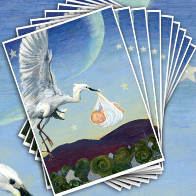 Greeting Card Baby Stork